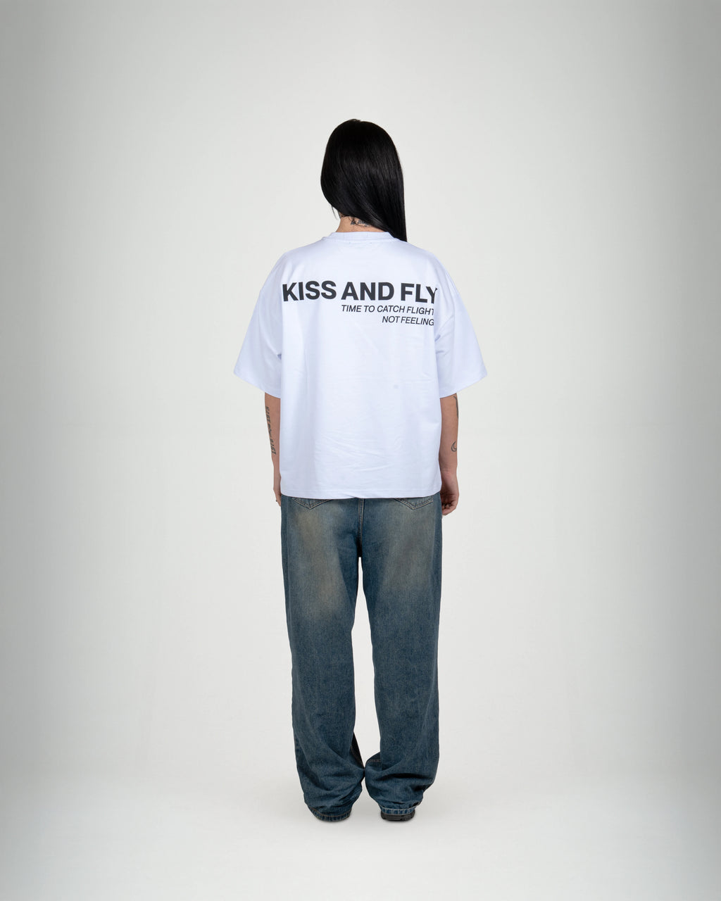 Catch Flights not Feelings White Tee - KISS AND FLY Clothing