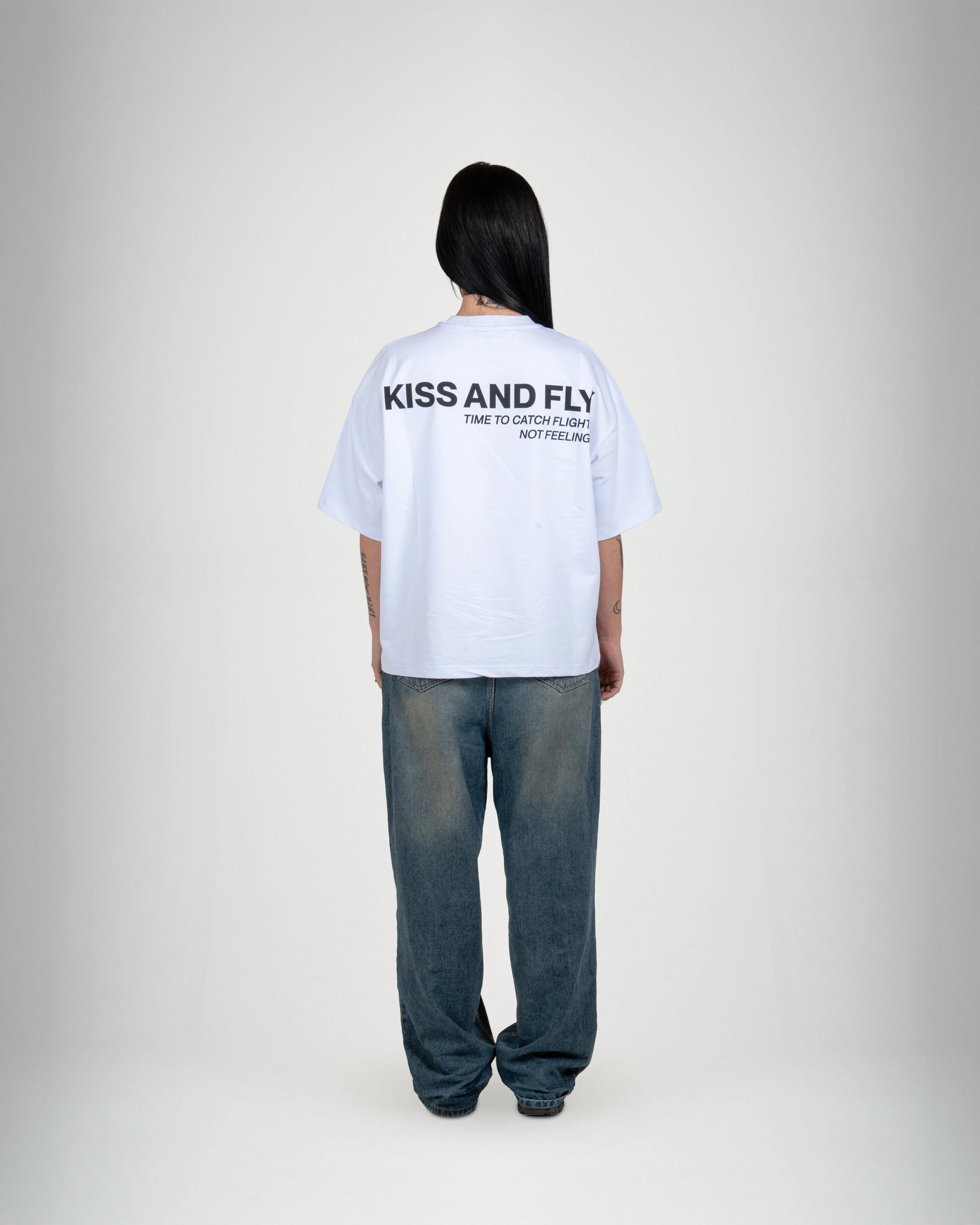 Catch Flights not Feelings White Tee - KISS AND FLY Clothing