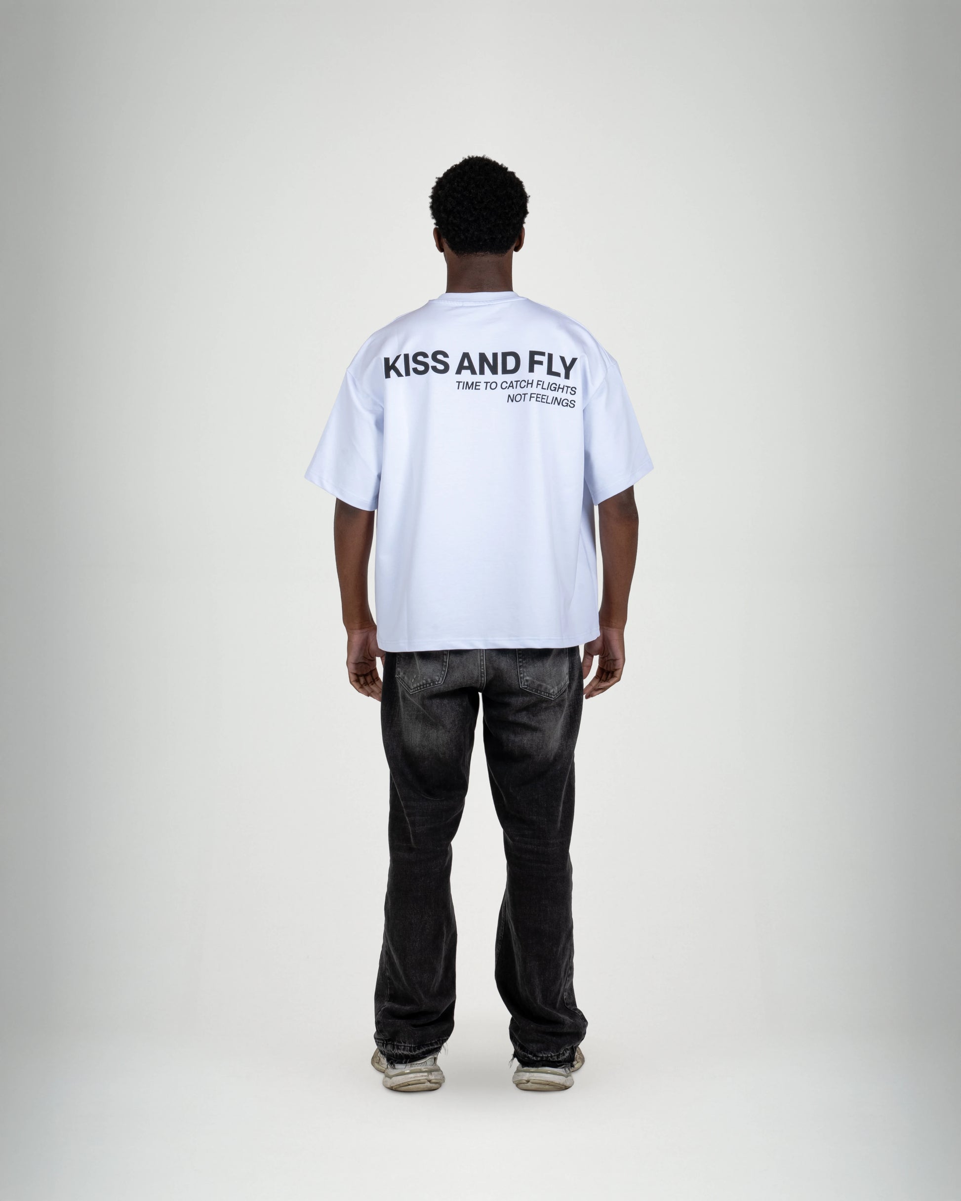 Catch Flights not Feelings White Tee - KISS AND FLY Clothing
